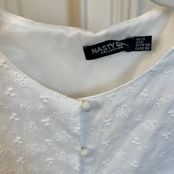 Nasty Gal White Eyelet Textured Button-Up Romper - Picture 3 of 6